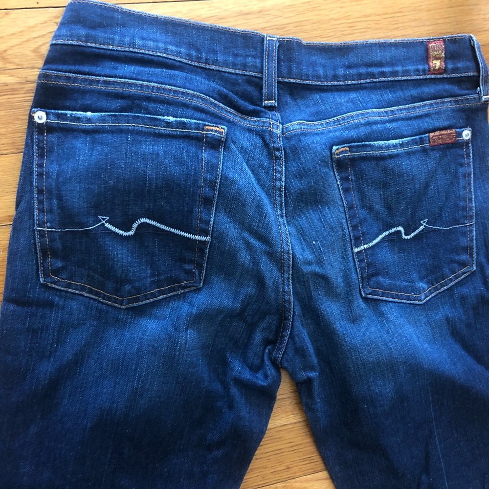7 For All Mankind Low-Rise Bootcut Jeans Blue Denim Size 31 - Picture 4 of 10